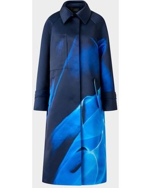 Akris Elliot Silk Duchess Alysons Cyanotype-Print Oversized Coat - Blue