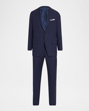 Kiton Apos;S Mini-Check Wool Modern Fit Two-Piece Suit - Blue