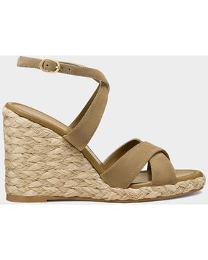 Stuart Weitzman 100Mm Alyssa Suede Espadrille Wedge Sandals - Metallic