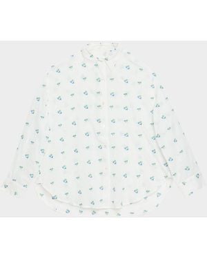 CISSA Floral Oversized Button-Front Shirt - White