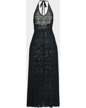 LoveShackFancy Cillian Pointelle Knit Maxi Dress - Black