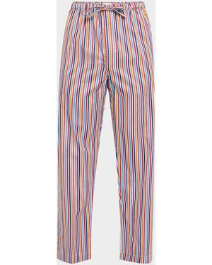 Derek Rose Apos;S Wellington Multi-Color Stripe Lounge Pants - Red