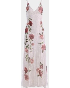 Alice + Olivia Nisa Floral Lace A-Line Gown - Pink