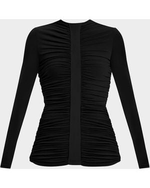 Hervé Léger Veronica Ruched Long-Sleeve Top - Black
