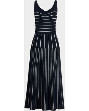 Adam Lippes Gemma Pointelle Striped Knit Sleeveless Maxi Dress - Blue