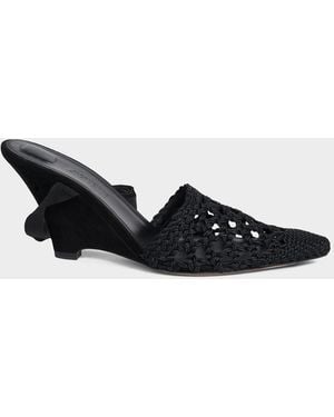 Jacquemus 80Mm Les Espadrilles Ankle-Tie Wedge Mules - Black