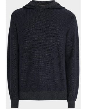 Vince Geo Jacquard Long-Sleeve Hoodie - Blue