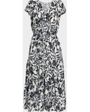 Rails Roza Printed Cotton Poplin Midi Dress - White