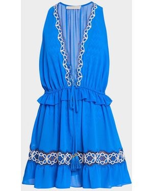 Ramy Brook Gwendolyn Embroidered Coverup Mini Dress - Blue