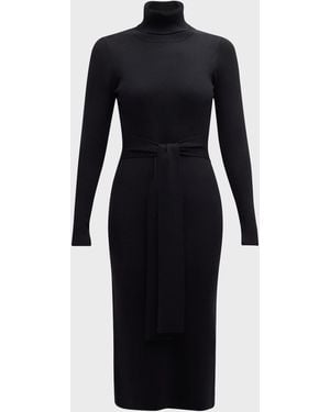 Toccin Logan Turtleneck Tie-Front Midi Dress - Blue