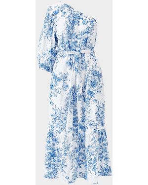 Melissa Odabash Autumn Asymmetric Eyelet Maxi Dress - Blue