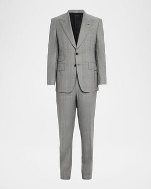 Tom Ford Shelton Wool Prince Of Wales Suit - Gray