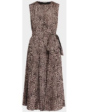 Kobi Halperin Stella Leopard-Print Midi Dress - Brown