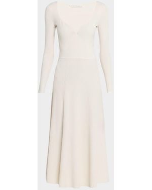Maria McManus Ribbed Bustier Long-Sleeve Midi Dress - Natural