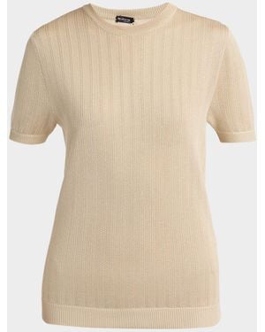 Kiton Pointelle Silk Knit Short-Sleeve T-Shirt - Natural