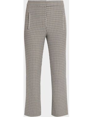 Veronica Beard Arte Check Plaid Kick-Flare Pants - Gray