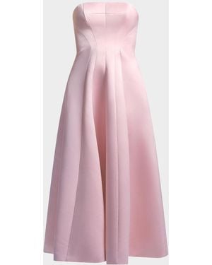 BCBGMAXAZRIA Lilly Strapless Fit-&-Flare Satin Midi Dress - Pink