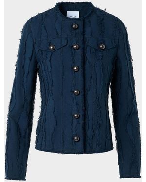 Akris Punto Fringed Wave Cotton Jacquard Jacket - Blue
