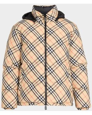 Burberry Apos;S Reversible Check Snowdon Down Puffer Jacket - Natural