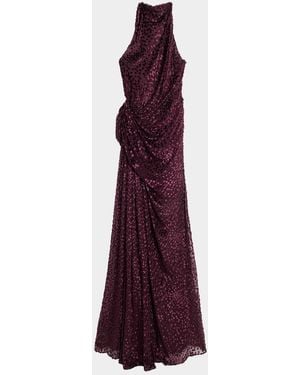 A.L.C. Paloma Burnout Silk-Blend Velvet Gown - Purple