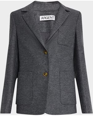 Argent Single-Breasted Textured Wool Weekend Blazer - Gray