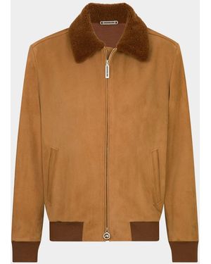 Stefano Ricci Apos;S Suede Shearling-Collar Blouson Jacket - Brown