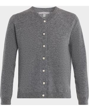 Neiman Marcus Cashmere Pearlescent Button Cardigan - Gray