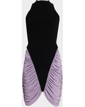 Et Ochs Atticus Draped Jersey And Knit Mini Dress - Multicolor