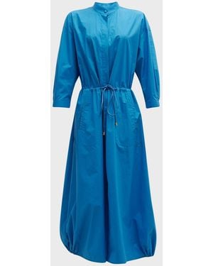 Giorgio Armani Poplin Dress W/ Drawcord Waist - Blue
