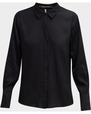 Kobi Halperin Larissa Split-Cuff Button-Down Blouse - Black