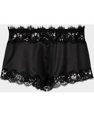 Dolce & Gabbana Lace-Trim Stretch Silk Slip Shorts - Black
