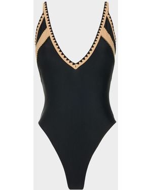 Ramy Brook Justine Plunge One-Piece Swimsuit - Black