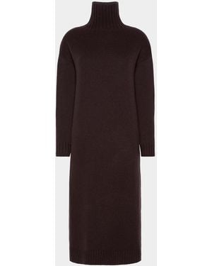 Max Mara Wool-Cashmere Turtleneck Midi Sweater Dress - Red