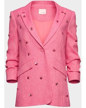Cinq À Sept Wildflower Paile Khloe Linen Blazer - Pink