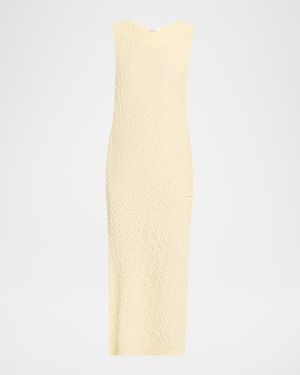 Vince Textured Sleeveless Midi Dress - White