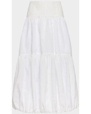 Cinq À Sept Blythe High-Waist Tiered Midi Skirt - White