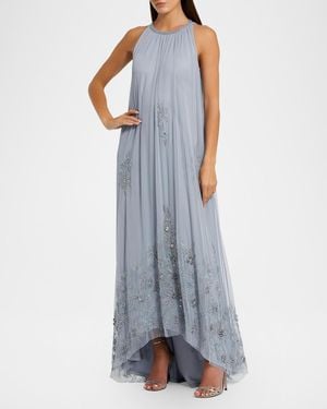 Mac Duggal Embellished Tulle Trapeze Gown - Blue