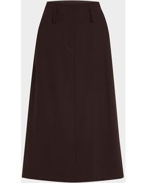A.L.C. Milan Wool-Blend Midi Skirt - Brown