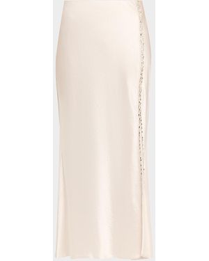 Jason Wu Crystal-Trim Washed Twill Bias Midi Skirt - White