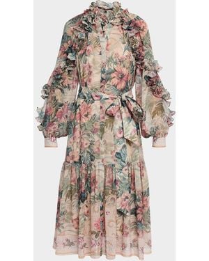 Kobi Halperin Amanda Floral-Print Ruffle Midi Dress - Multicolor