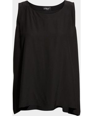 Eskandar Lightweight Silk A-line Shell - Black