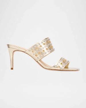 Cinq À Sept 55Mm Sutton Studded Metallic Leather Mules - White