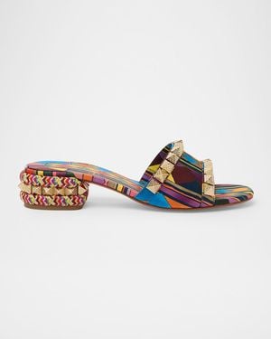 Christian Louboutin Pyramule Satin Spike Sandals - Multicolor