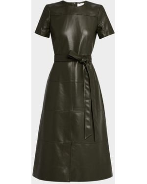 Tanya Taylor Ella Vegan Leather Midi Dress - Green