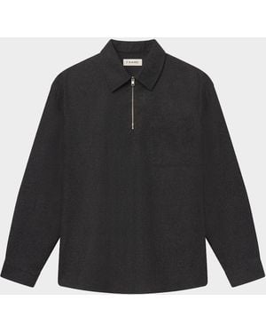 FRAME Apos;S Wool-Blend Half-Zip Overshirt - Black