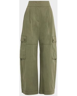 Weekend by Maxmara Barrel-Leg Gabardine Cargo Pants - Green