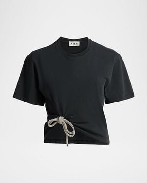 Area Crystal Bow Short-Sleeve T-Shirt - Black