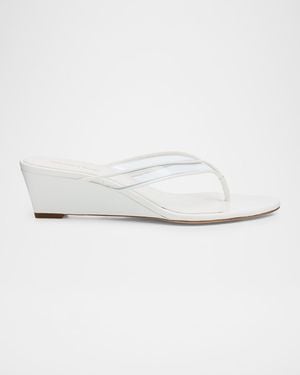 Veronica Beard Clea Jelly Leather Wedge Sandals - White