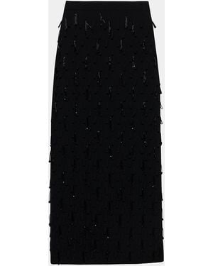Jonathan Simkhai Bree Embellished Knit Midi Skirt - Black