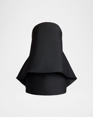Balenciaga Strapless Draped Mini Balloon Dress - Black
